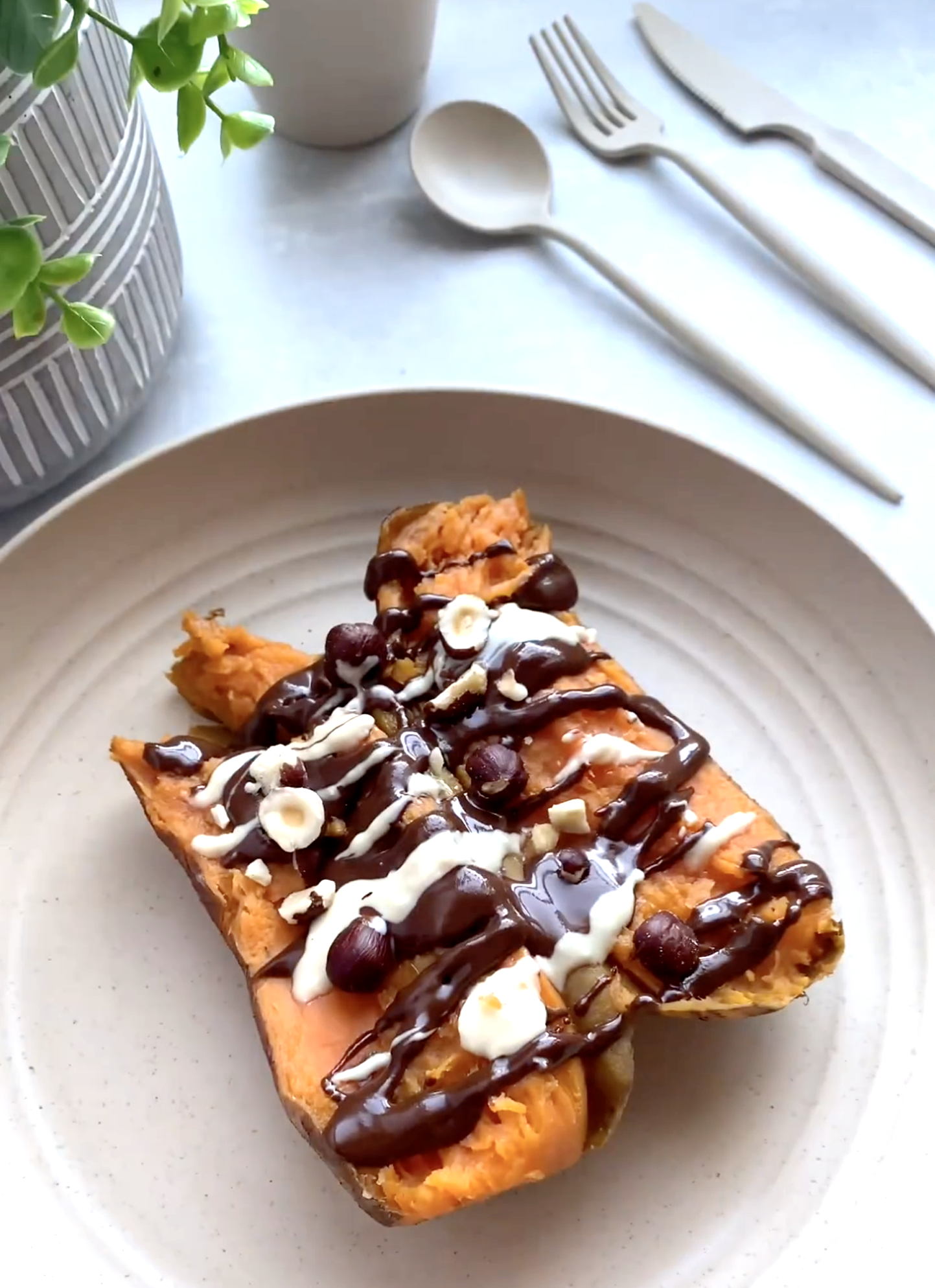 Gourmet Treat: Kinder Bueno Baked Sweet Potato