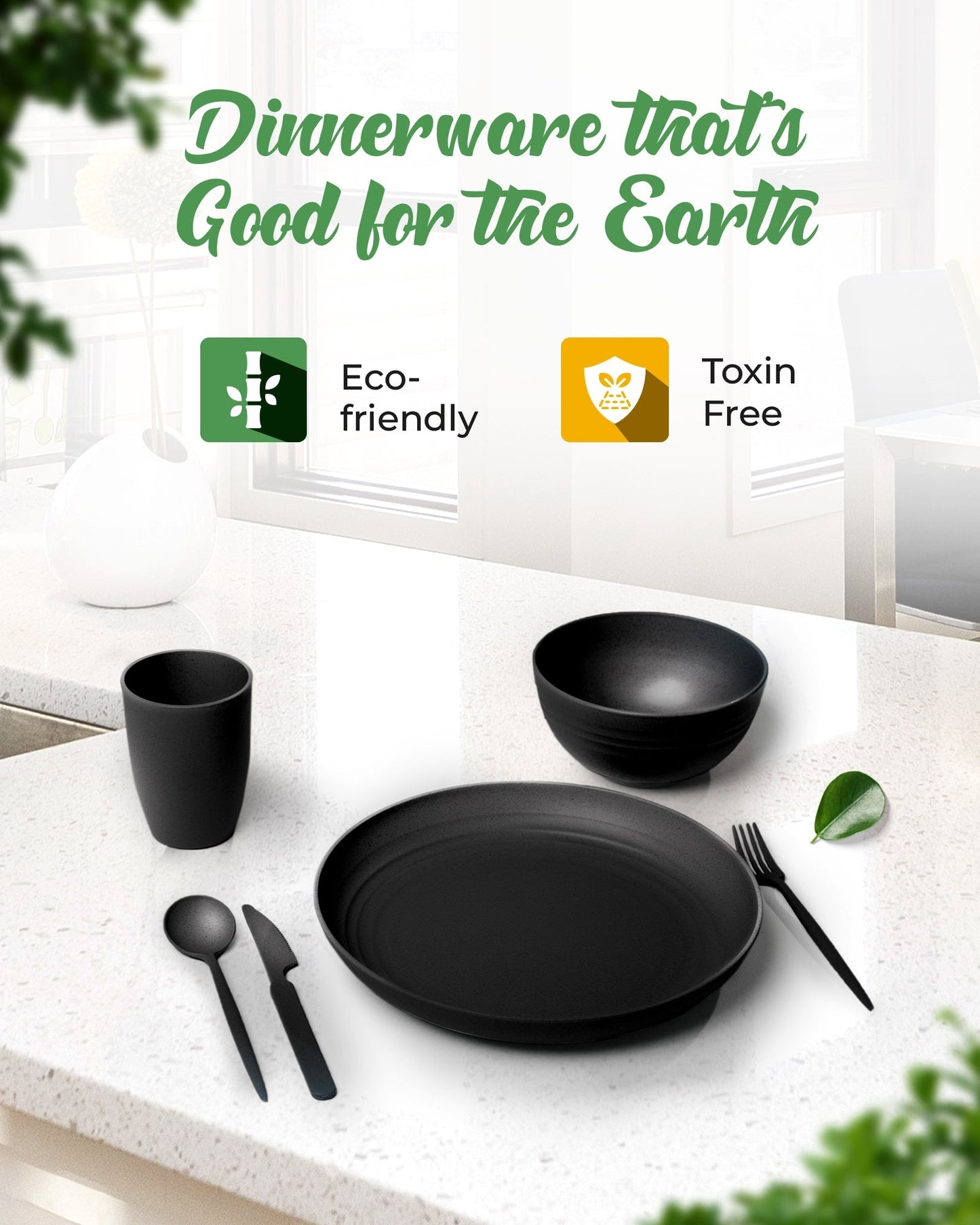 
                  
                    Wheat Straw Eco-Friendly Combo Sets - Black - 12 Piece
                  
                