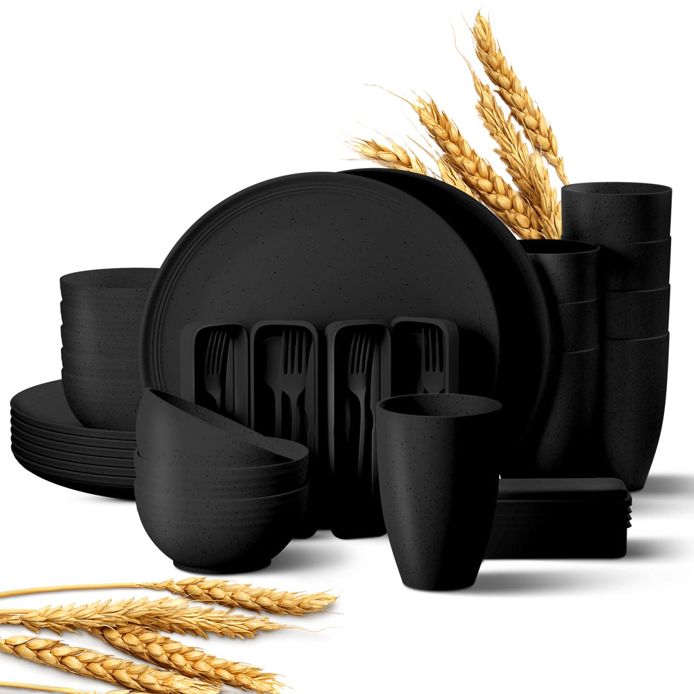 Wheat Straw Eco-Friendly Combo Sets - Black - 8 Piece