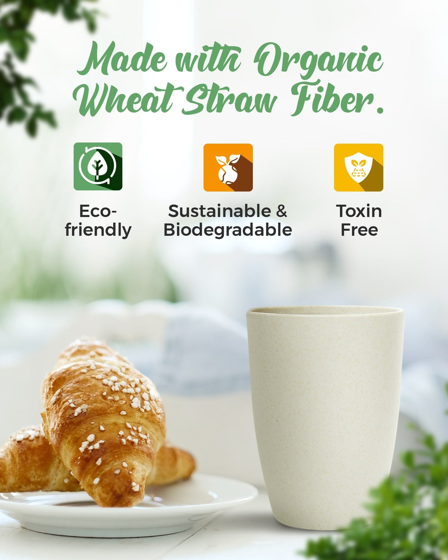 
                  
                    Wheat Straw Eco-Friendly Cups Sets - Beige- 12 Pack
                  
                
