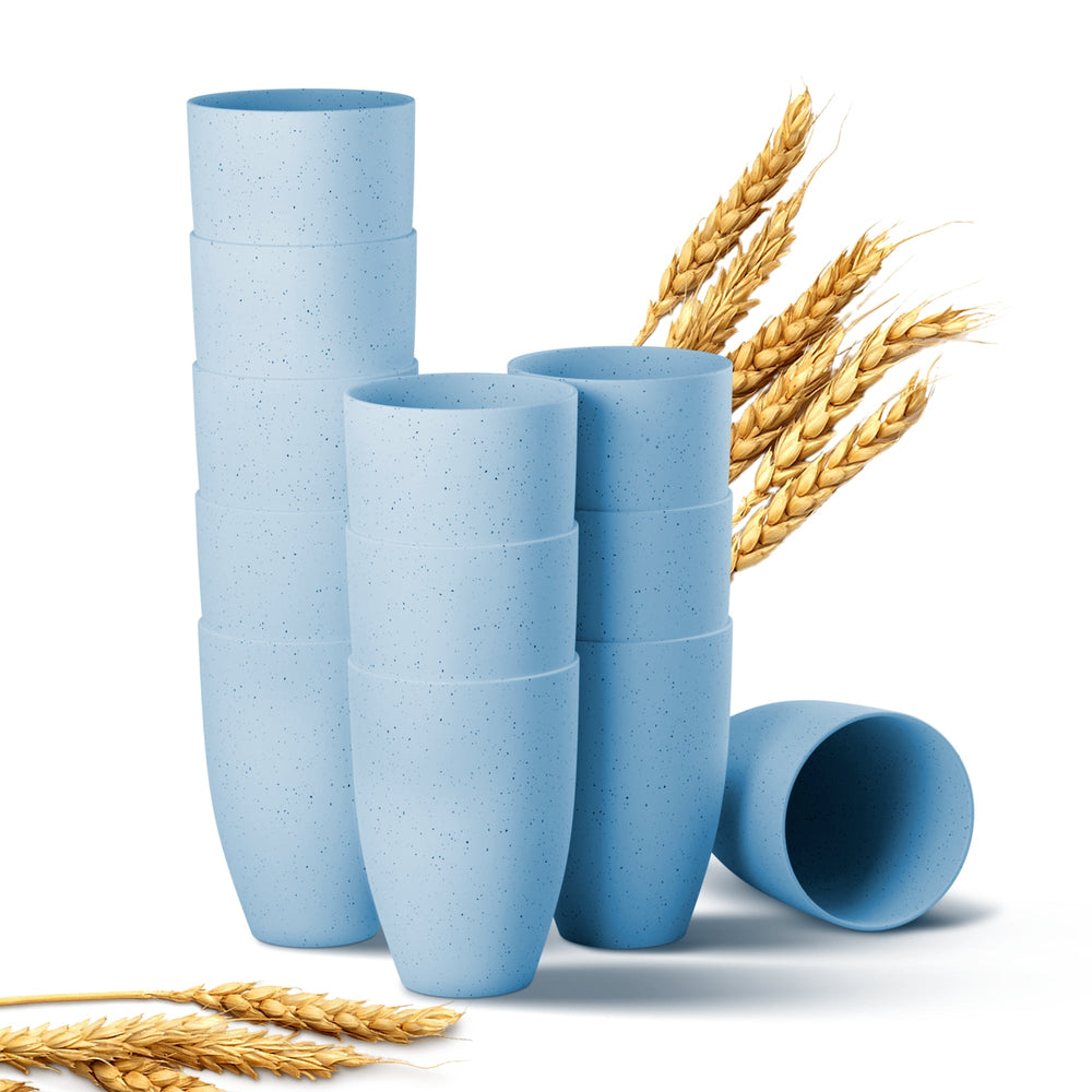 Wheat Straw Eco-Friendly Cups Sets - Blue - 12 Pack