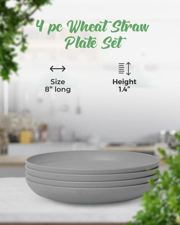 GREENDISH Wheat Straw Bowls Set, 4 Large Unbreakable Cereal Bowls,  Microwave Safe Bowls for Kitchen - Dishwasher Safe Reusable Big Bowls for  Eating