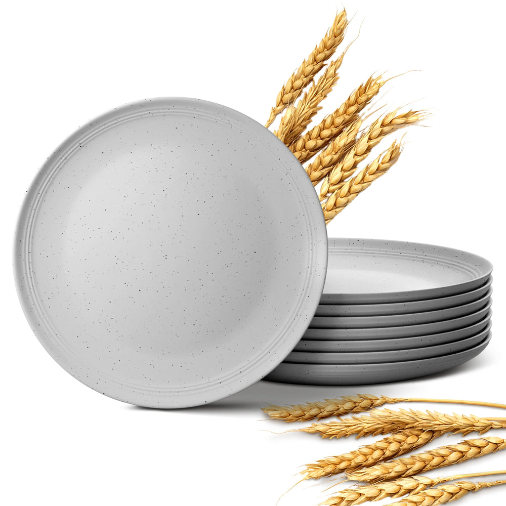 Wheat Straw Eco-Friendly Plates Sets - Gray - 8 Pack